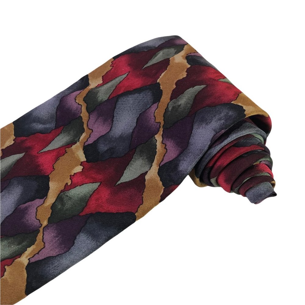J Garcia Multi-Color Abstract 100% Silk Men's Neck Tie (3.75"W X 57"L)